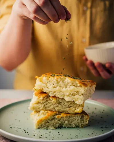 Photo d'une personne qui saupoudre une brioche